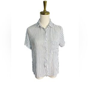 Japna Blue and White Striped Button Down Shirt Size L